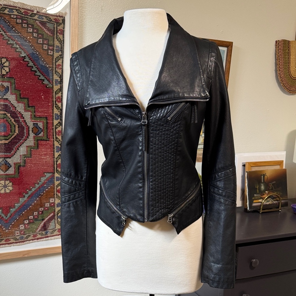 Lulu's Black faux Leather Jacket
